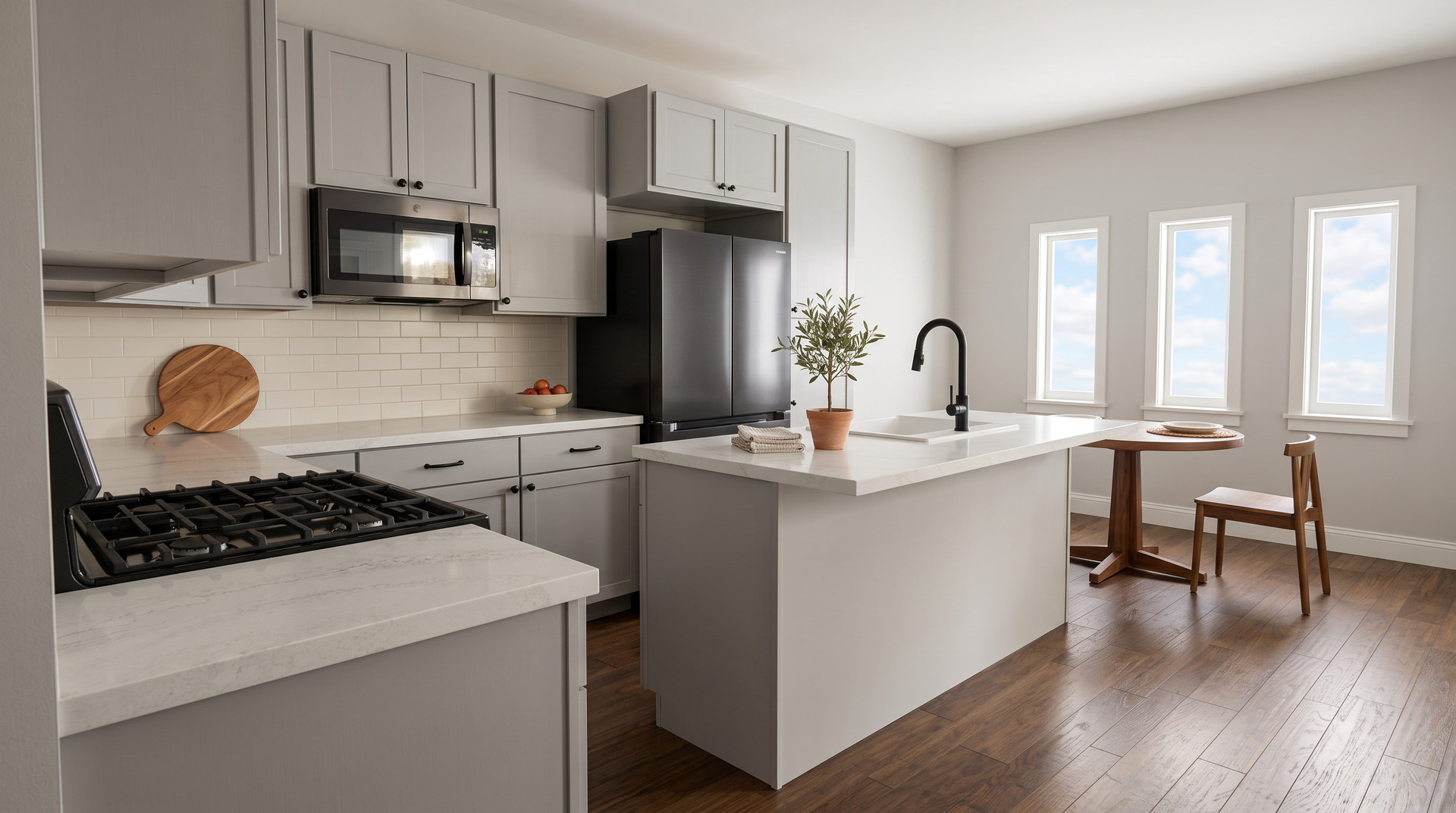 Kitchen rendering inside The Granite Hardy Homes cottage
