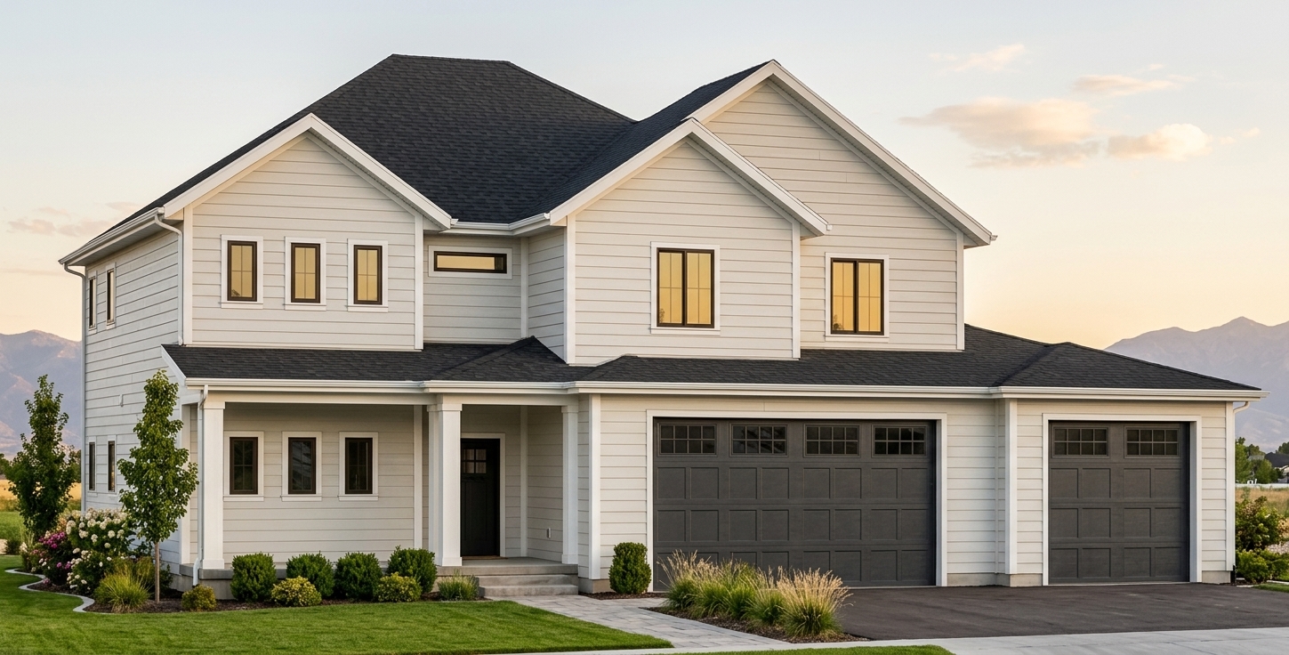 Front exterior rendering of The Onyx, a two-story Hardy Homes plan with a 3-car garage