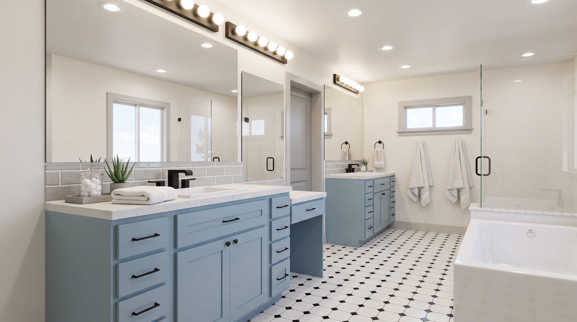 Primary bathroom rendering inside The Onyx Hardy Homes plan